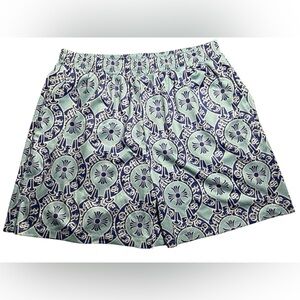 OB men's blue cross Patterned mesh shorts streetwear pockets adjustable size XL‎